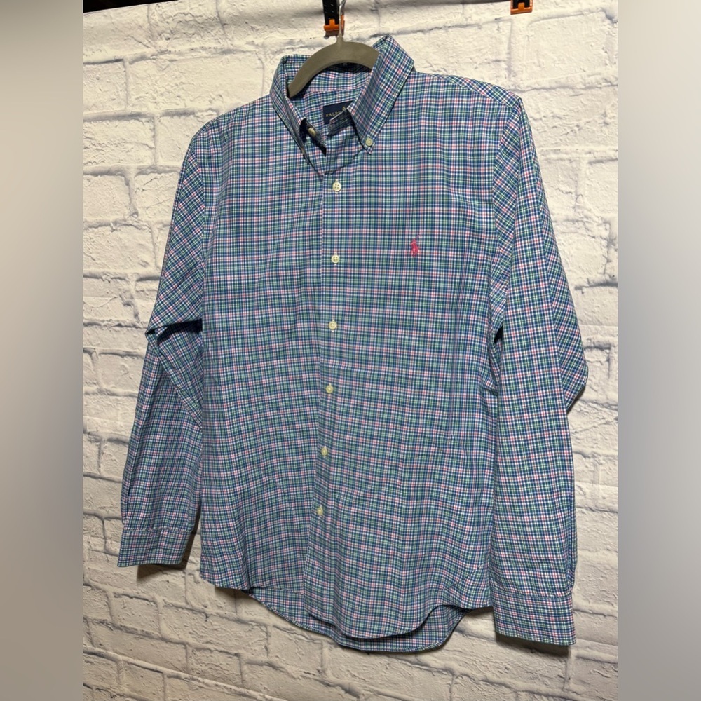 Men’s Polo Ralph Lauren Slim Fit Multicolor Plaid Shirt, Size Medium - Picture 4 of 6